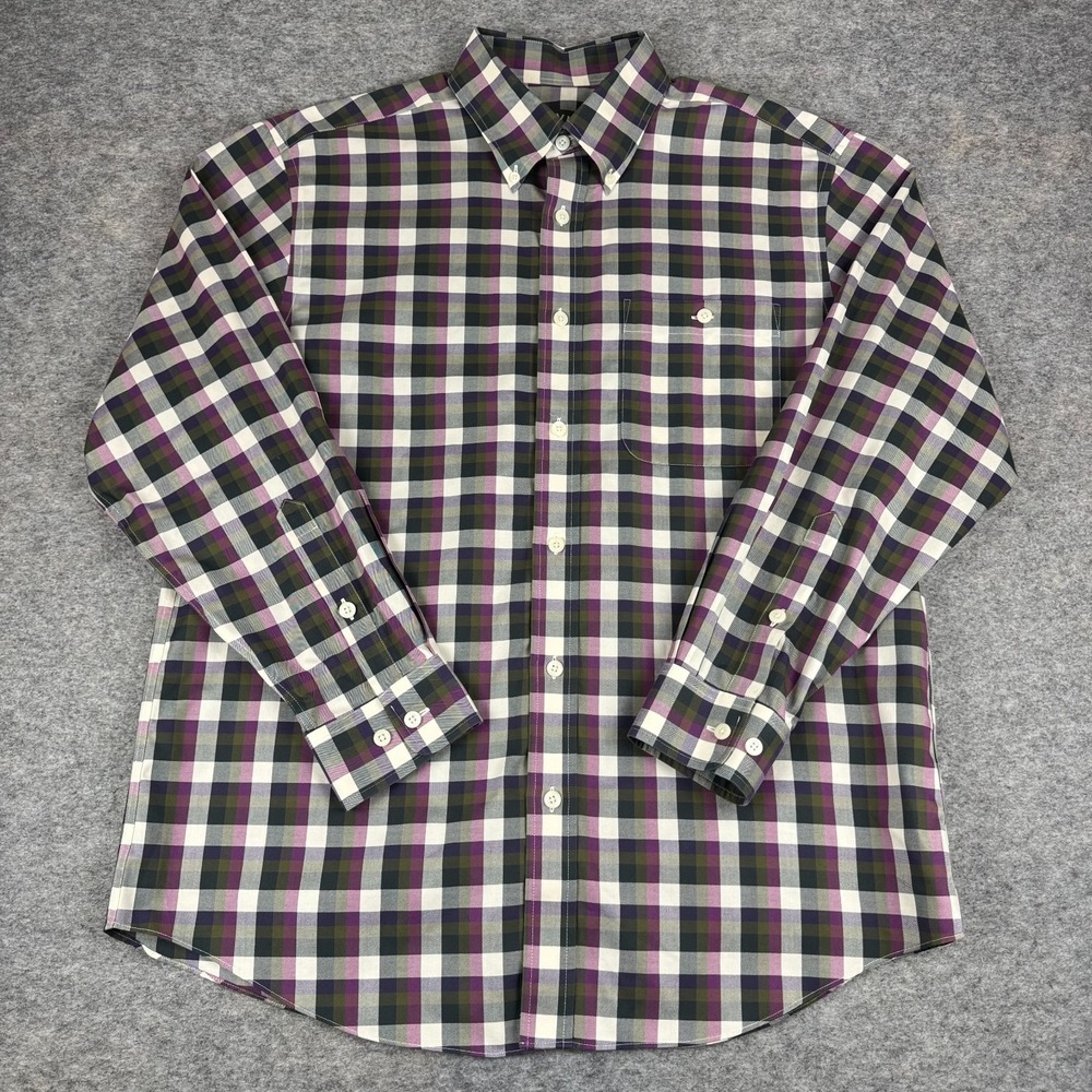 Orvis Button Down Shirt Long Sleeve Plaid Cotton Pocket Mens Large L